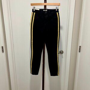 NWT L'Agence - "Margot" Gold Stripe High Rise Skinny Jeans Size 25 - Black